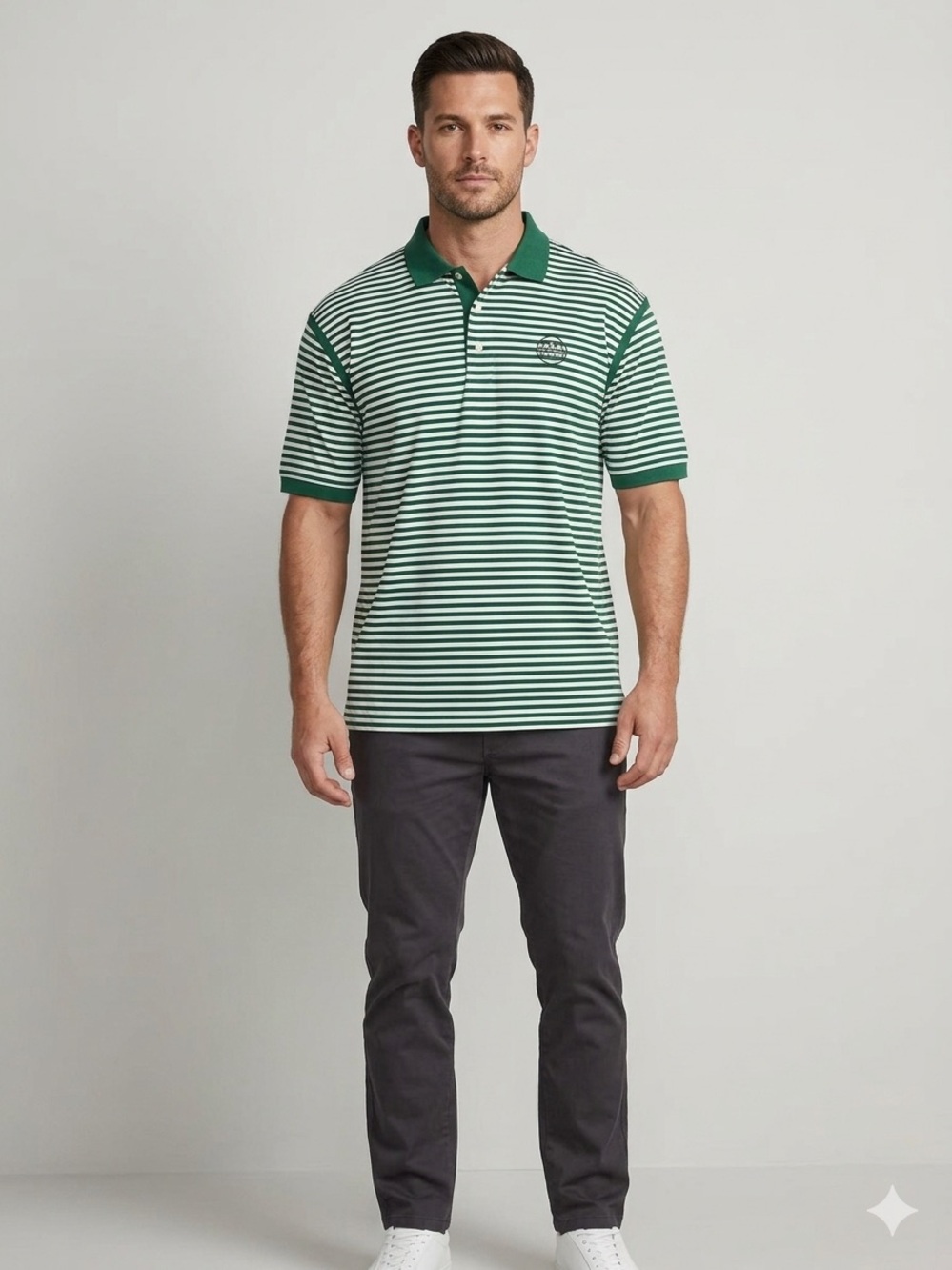 Vintage Tommy Hilfiger PGA national Men's Green & White Striped Polo size large